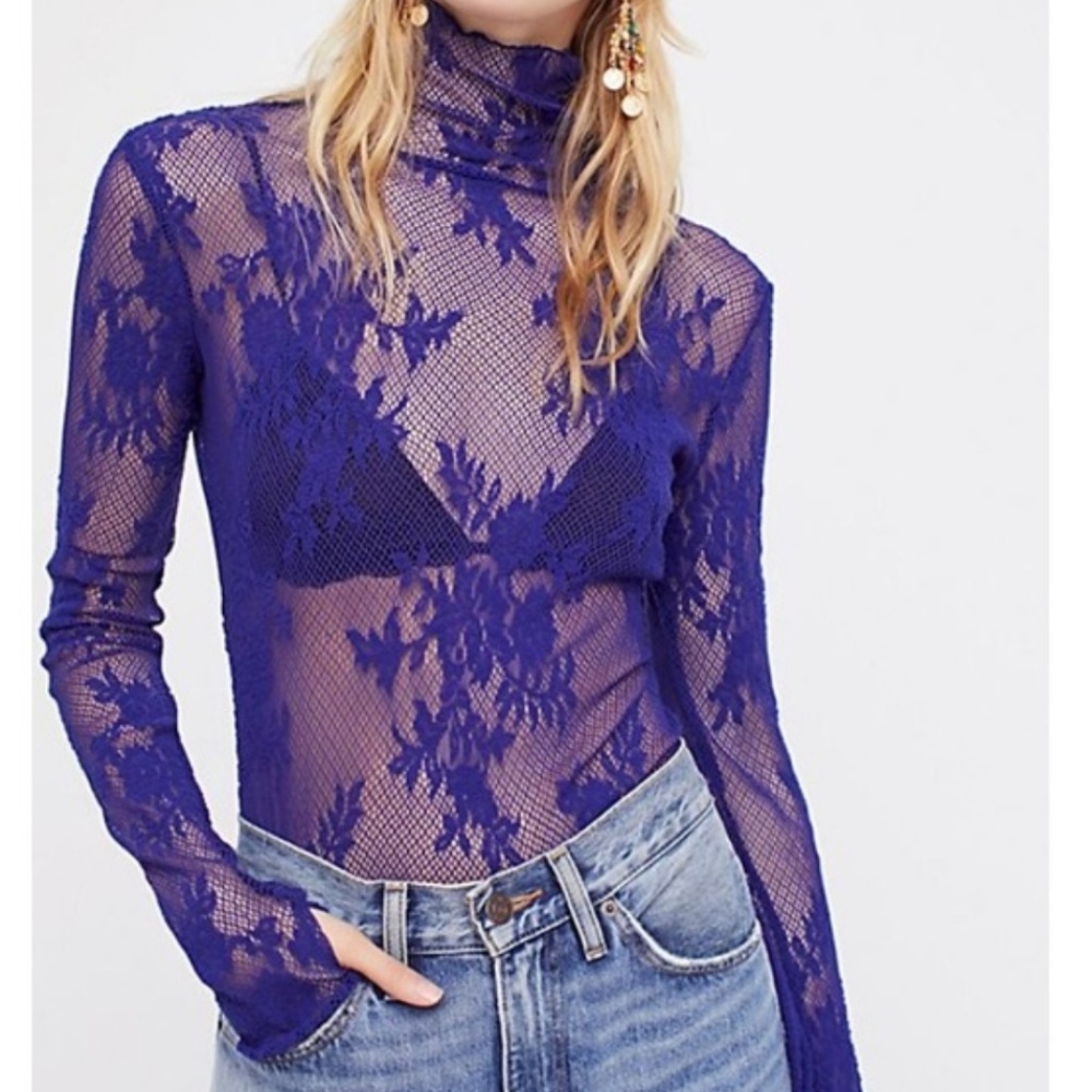Free People Secrets Turtleneck Sapphire